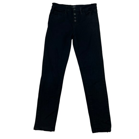 Vervet Womens Crop Skinny Fit Jeans Button Fly Black Size 27 Waist Frayed - Picture 1 of 9